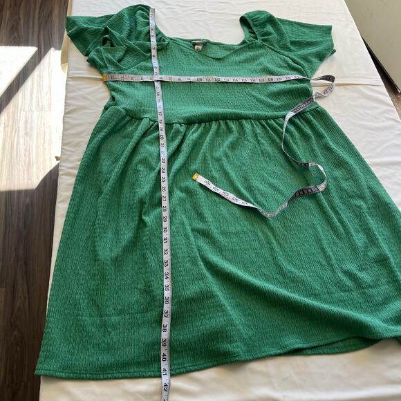 Ava & Viv Green Textured A Line Flutter Sleeve Dress Plus Size 3X Pockets - Picture 9 of 9